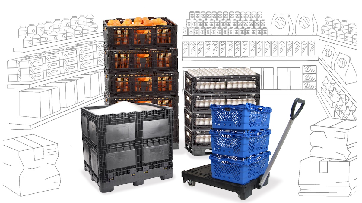 Reusable crates, bins, and pallets